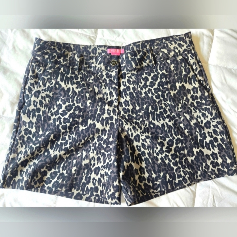 Isaac Mizrahi High Waist Black and Tan Shorts Size 14